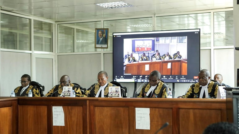 The panel of five judges of the Constitutional Court led...