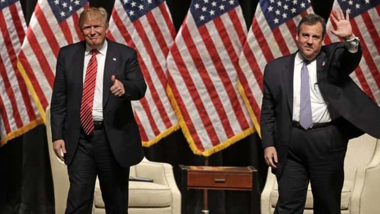 Republican presidential candidate Donald Trump and New Jersey Gov. Chris...