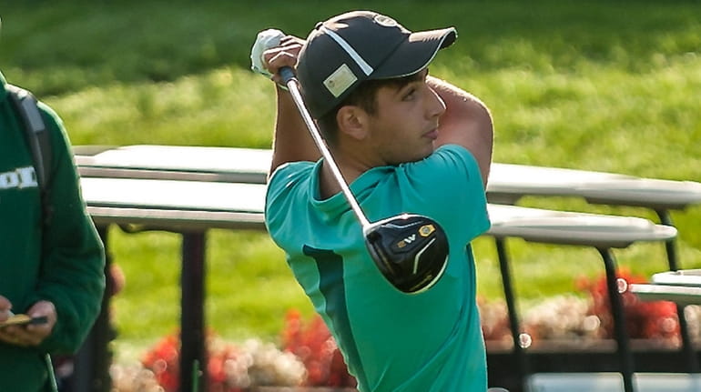 Shane DeVincenzo hits during the Suffolk boys golf championships held at...