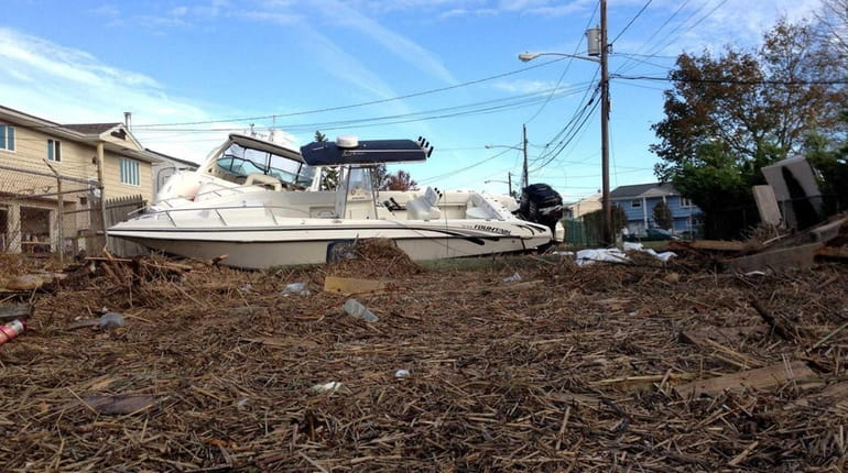Barnum Island suffered extensive damage after superstorm Sandy, seen on...