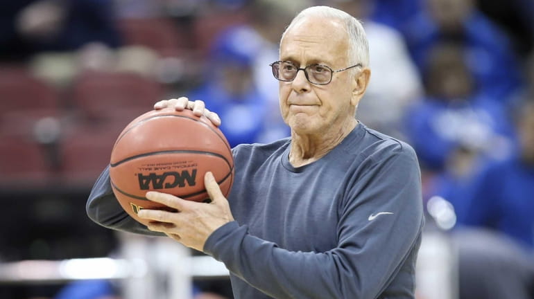 SMU coach Larry Brown watches his team during practice at...