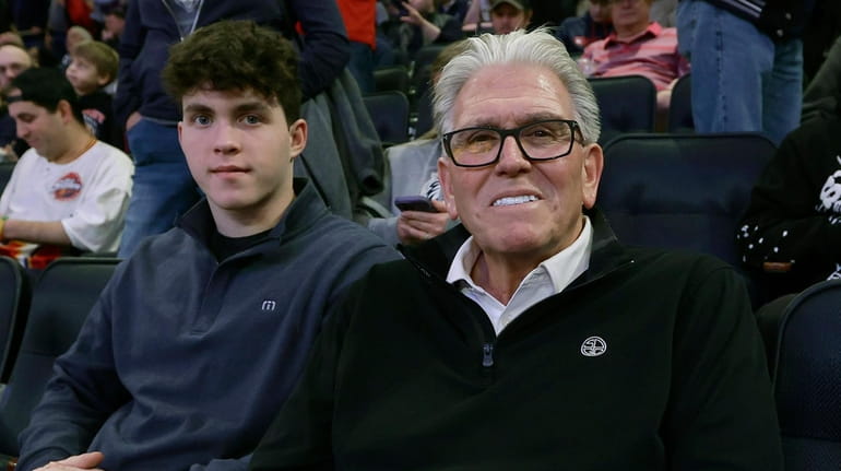 Sports radio personality Mike Francesa, right, attends the Big East...