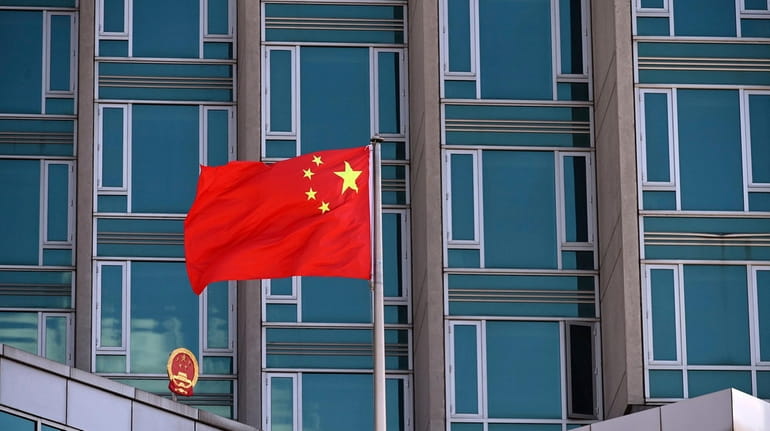 A view of Chinese flag flying at the Consulate General...
