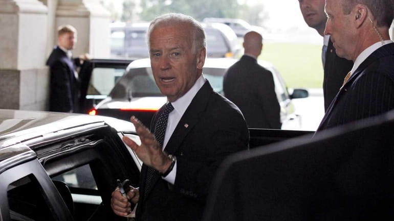 Vice President Joe Biden gets in the car to leave...