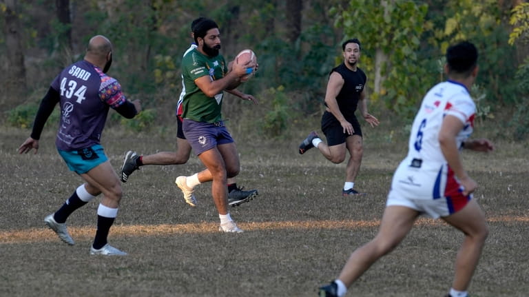 Rugby players of a local club 'Islamabad Jinns' take part...