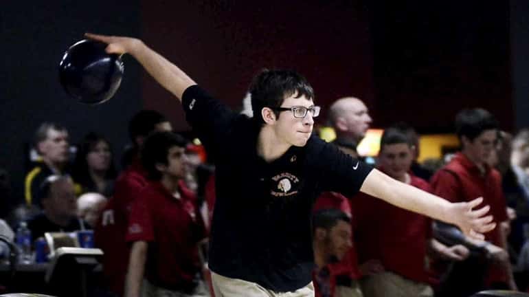 East Islip's Nick DeFazio bowls during the NYSPHSAA Bowling Championships...