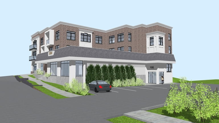 A rendering of proposed mixed-use building at the former Huntington Elks...