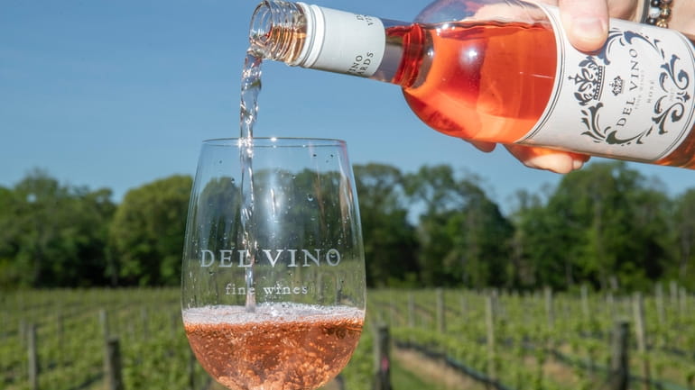 A glass of rosè at Del Vino Vineyards in Northport.