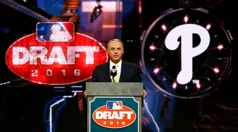 MLB commissioner Rob Manfred announces the No. 1 pick by...