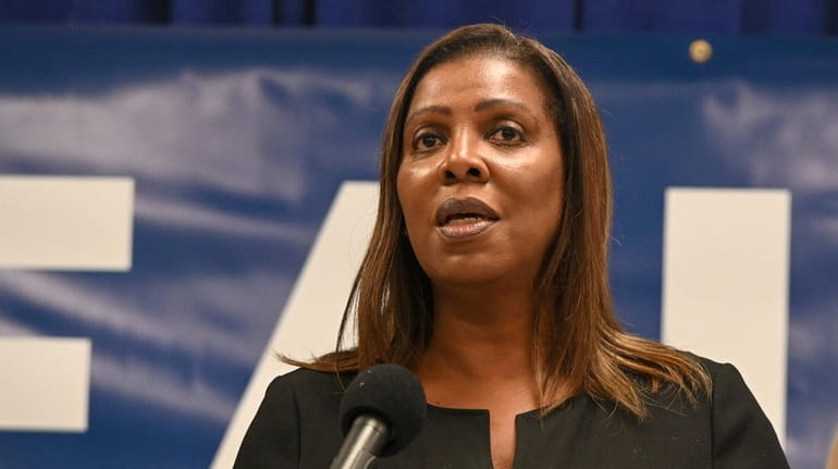 New York attorney general Letitia James, speaks during a press...