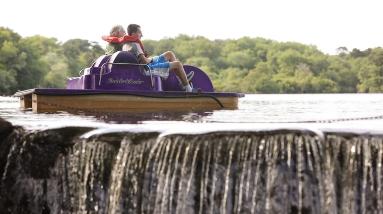 Taking a pedal boats out on Belmont Lake is a...