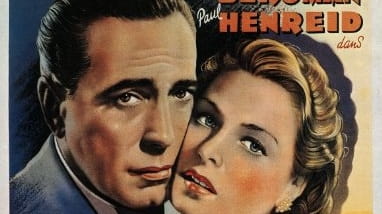 "Casablanca" movie poster starring notable actors Humphrey Bogart and Ingrid...