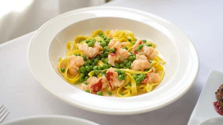 Hand-cut tagliatelle with lobster, peas and white butter at 18...