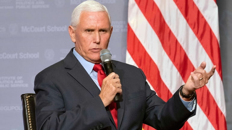 Former Vice President Mike Pence speaks to students at Georgetown...