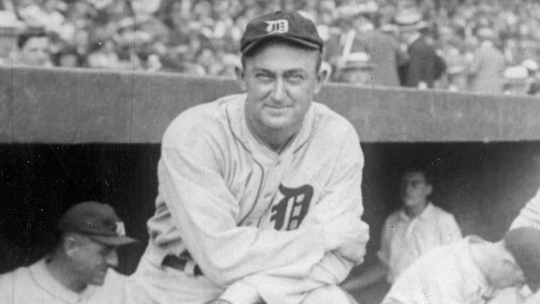 Ty Cobb, of the Detroit Tigers, poses in the team...