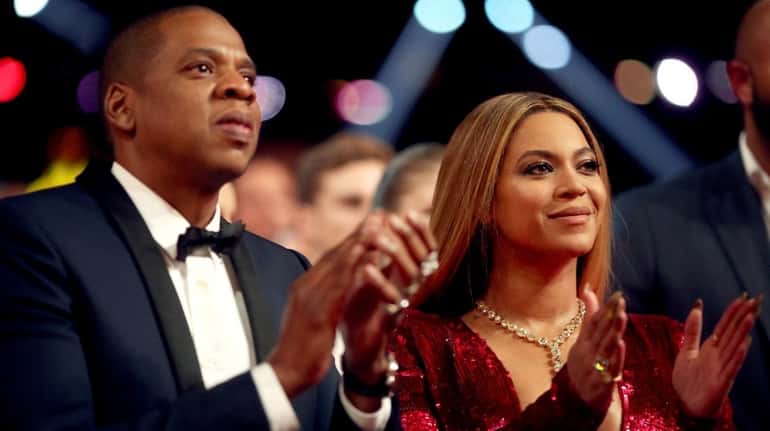 Jay-Z and Beyoncé at the Grammy Awards in Los Angeles...
