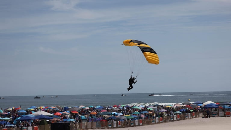 A member of the U.S. Army Golden Knights at the...