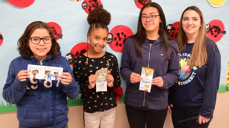 Student winners of Park Avenue Memorial Elementary School's recent bookmark contest,...