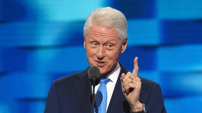 President Bill Clinton speaks at the Democratic National Convention at...