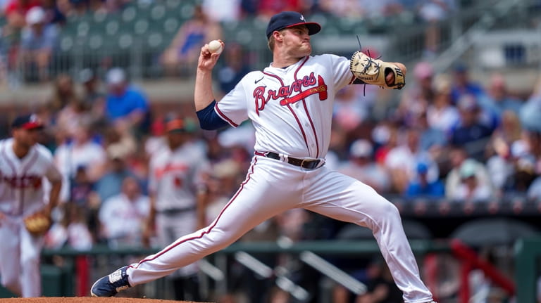 Atlanta Braves' Bryce Elder pitches in the fourthth inning of...
