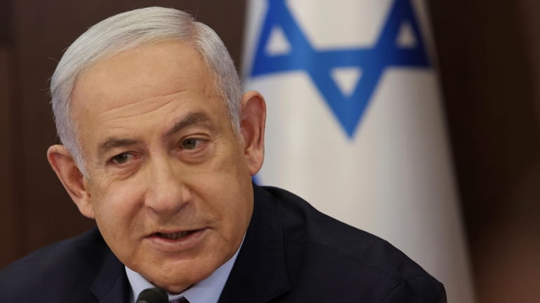 Israeli Prime Minister Benjamin Netanyahu chairs a cabinet meeting at...