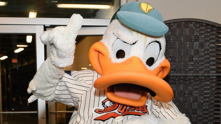 Long Island Ducks mascot QuackerJack in 2019.