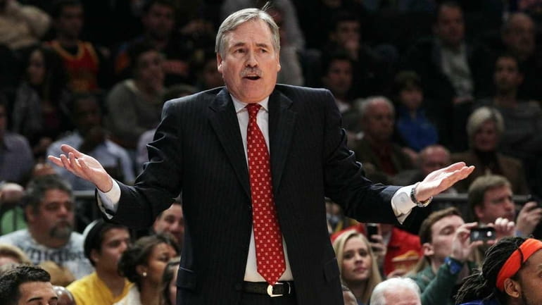 Head coach Mike D'Antoni of the New York Knicks looks...