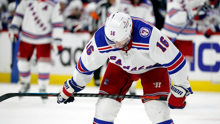 New York Rangers' Ryan Strome (16) skates during the third...
