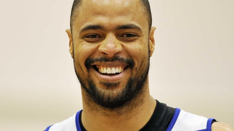 Tyson Chandler of the Knicks smiles during the first Knicks...