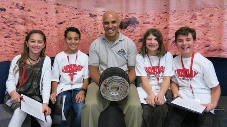 NASA engineer Kobie Boykins with Kidsday reporters, from left: Angela...