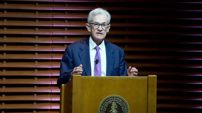 Federal Reserve Board Chair Jerome Powell speaks at the Business,...