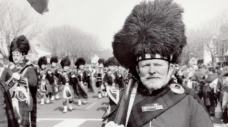Bagpipers from Amityville's American Legion lead Montauk's Saint Patrick's Day...