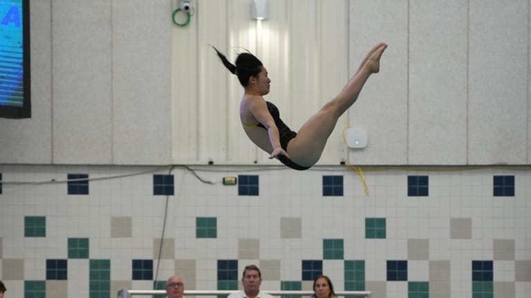 Jericho's Rachel Yang dives at the state girls diving championships...