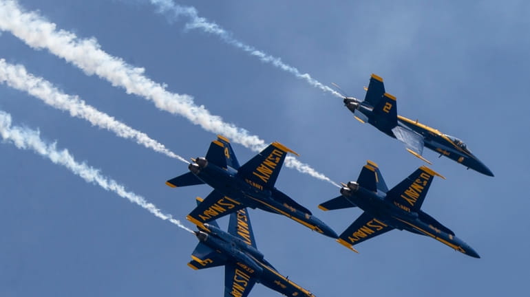 The Blue Angels practice for the air show at Jones...