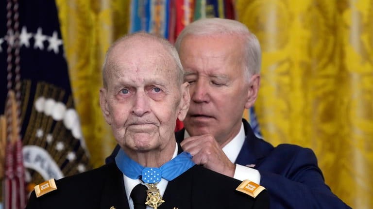 President Joe Biden awards the Medal of Honor to Capt....