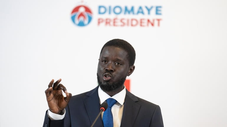 Bassirou Diomaye Faye holds a press conference after winning the...