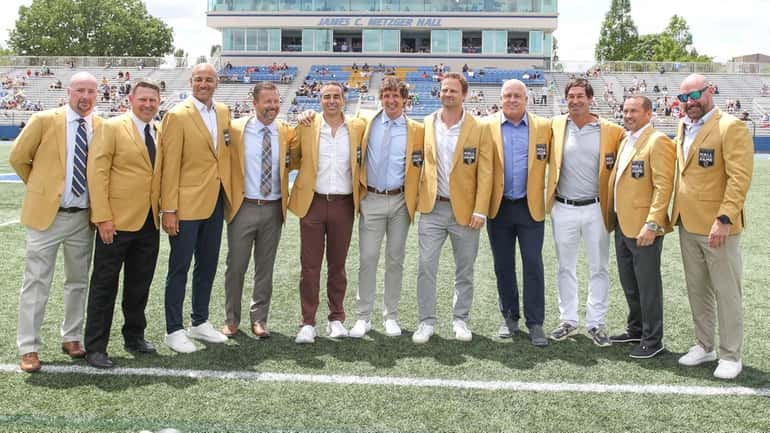 2022 Professional Lacrosse Hall of Fame inductees (L-R) Brian "Doc" Dougherty,...