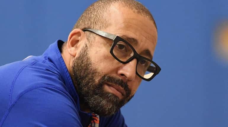 New York Knicks head coach David Fizdale looks on during...