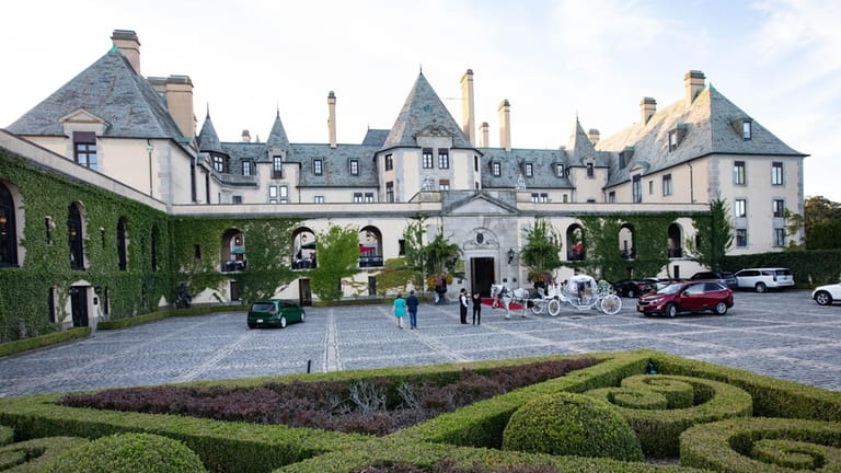 The main exterior courtyard of the Oheka Castle in Huntington,...