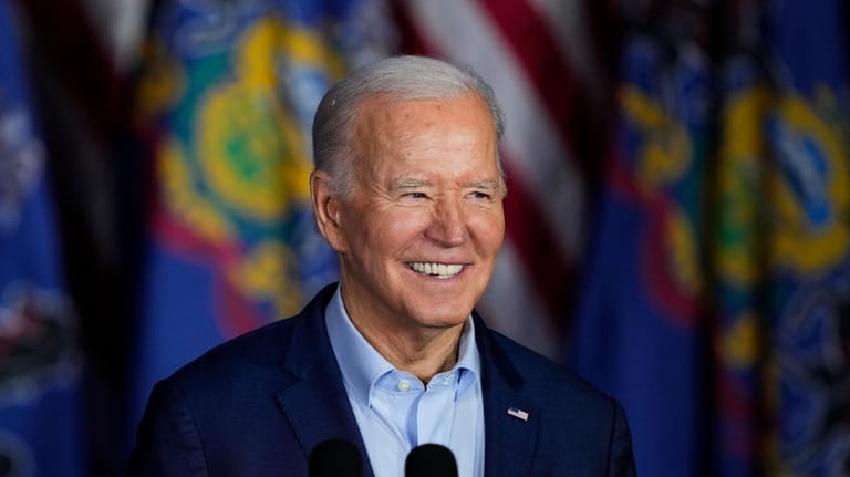 President Joe Biden speaks during a campaign event in Scranton,...