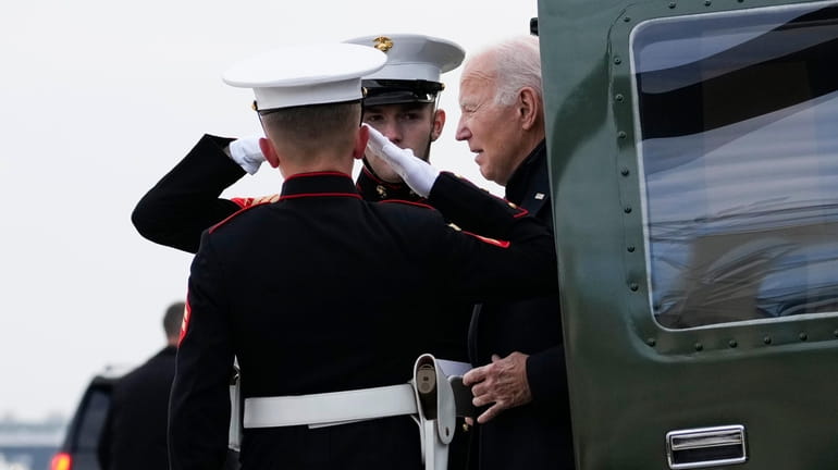 President Joe Biden arrives on Marine One at Minneapolis–Saint Paul...