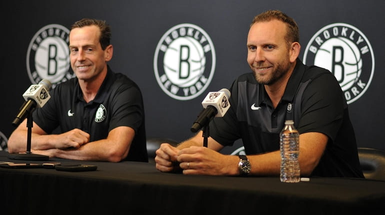 Brooklyn Nets General Manager Sean Marks, right, and Coach Kenny...