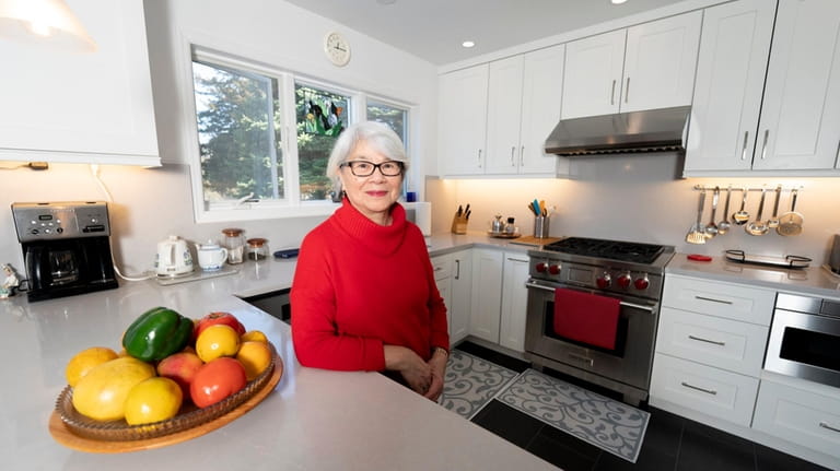 Vivien Soo in her recently renovated kitchen in Southold. She...