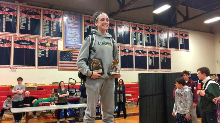 Lynbrook's Ally Fitzgerald won the championship in the 99-pound classification...