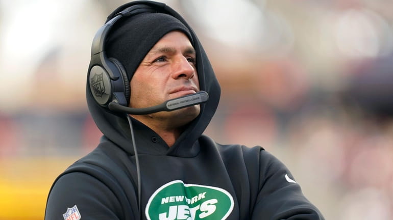 Jets head coach Robert Saleh during the first half of...