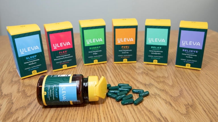 Contract Pharmacal Corp.'s full spectrum hemp line, called Uleva, seen on Feb. 26.