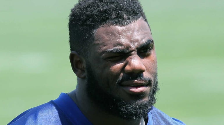 Landon Collins is seen during Giants rookie minicamp at the...
