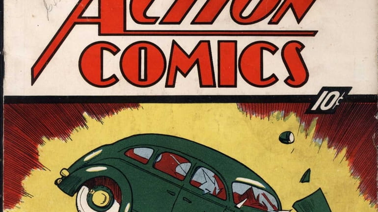 The June 1938 cover of Action Comics, the first to...