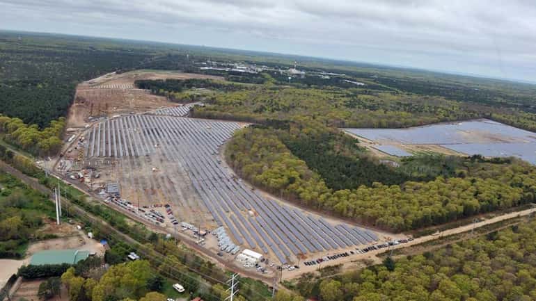 An aerial view of panels on the new solar farm...