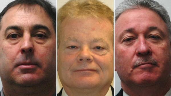 Alan Sharpe, William Flanagan and John Hunter pleaded not guilty...